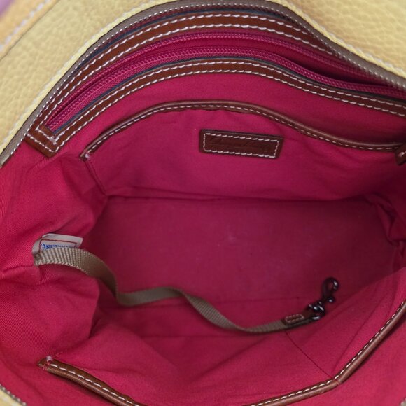 Dooney & Bourke Pebble Grain Small Lexington Tote Bag Yellow Leather Red Lining - Picture 5 of 14